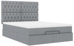 Estrutura de cama otomana com colchão 140x190 cm cinzento claro