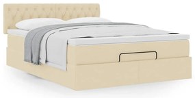 Cama otomana com colchão 140x200 cm tecido creme