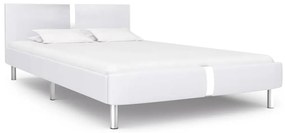 Estrutura de cama sem colchão 135x190cm couro artificial branco