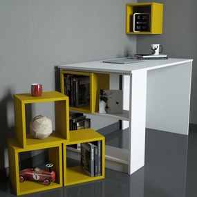 Secretária Box – Branco/Amarelo – 120x75x65 cm
