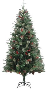 Árvore de Natal com pinhas 225 cm PVC e PE verde