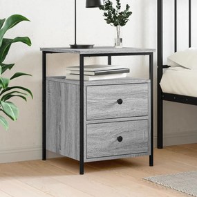 vidaXL Mesa de cabeceira 44x45x60 cm derivados madeira cinzento sonoma