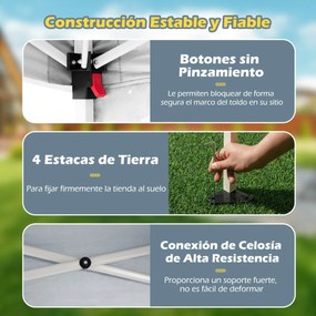 Tenda 300 x 300 cm Pop Up Dobrável com 1 Parede Lateral Com Saco, jardim, campismo, feiras, eventos com Estrutura Metálica Branca