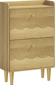 HOMCOM Móvel de sapatos 12 pares, armário de sapatos estreito, 2 gavetões rebatíveis prateleiras ajustáveis, 60x24x92cm, carvalho | Aosom Portugal