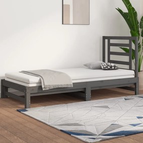vidaXL Sofá-cama de puxar 2x(90x200) cm pinho maciço cinza