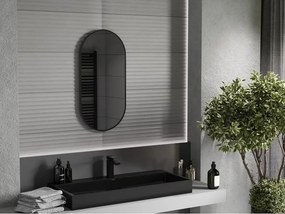 Mexen Loft espelho de casa de banho oval 80 x 40 cm, moldura preta - 9851-080-040-000-70