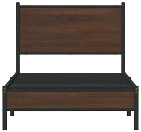 Estrutura de cama sem colchão 90x200 cm metal carvalho castanho