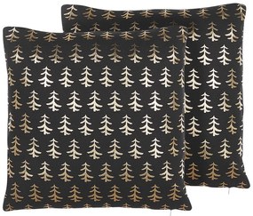 Conjunto de 2 almofadas decorativas em preto e dourado 45 x 45 cm LEROY Beliani
