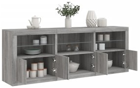 Aparador com luzes LED 181,5x37x67 cm cinzento sonoma