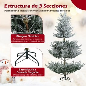 Árvore de Natal artificial pré-iluminada de 180 cm com neve artificial e ramos articulados com 1074 pontas verde