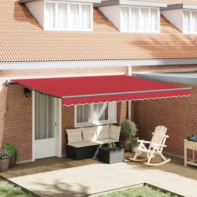 vidaXL Toldo Retrátil Manual Vermelho 450 × 300 cm tecido