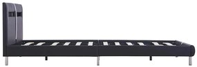 Estrutura de cama com LED 140x200 cm couro artificial preto