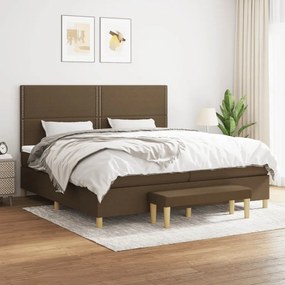 vidaXL Cama com molas/colchão 200x200 cm tecido castanho-escuro
