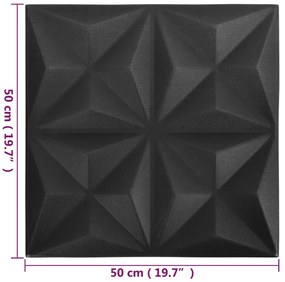 Painéis de parede 3D 12 pcs 50x50 cm 3 m² origami preto