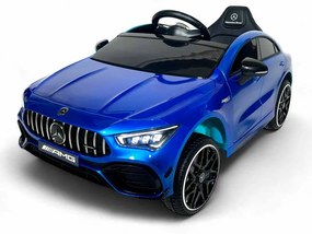 Carro elétrico para crianças Mercedes CLA45s AMG, 12V pneus de borracha EVA, banco em pele artificial Azul