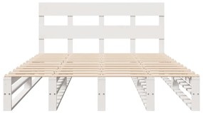 Cama sem colchão 120x190 cm madeira de pinho maciça branco