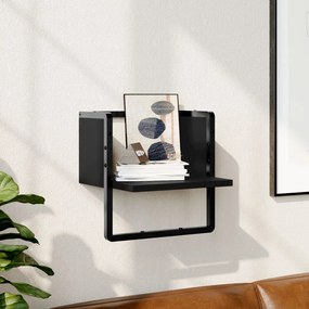 vidaXL Prateleira de parede com barra 30x25x30 cm preto
