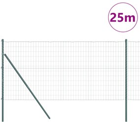 Cerca Euro com 13 Postes 1x25 m Aço Galvanizado Verde