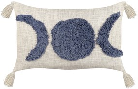 Conjunto de 2 almofada com bordado em algodão creme e azul 35 x 55 cm LUPINUS Beliani
