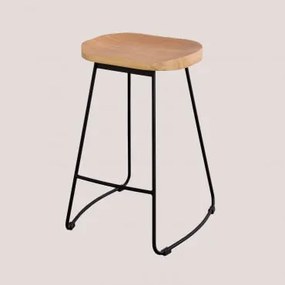 Pacote De 2 Bancos Altos Em Aço E Madeira De Olmo Neicol Preto & ↑65 Cm - Sklum