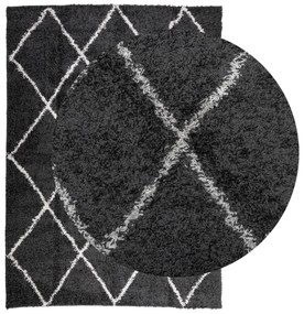 Tapete shaggy de pelo alto PAMPLONA 240x340 cm preto e creme