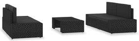 5 pcs conjunto lounge para jardim vime PE preto