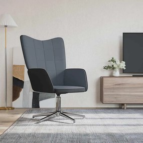 vidaXL Cadeira de descanso PVC e veludo cinzento-escuro
