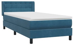 Cama com molas/colchão 80x220 cm veludo azul-escuro