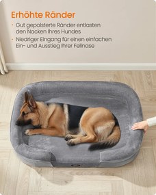 Cama para cães com bordas elevadas 122 x 85 x 20 cm cinzento claro