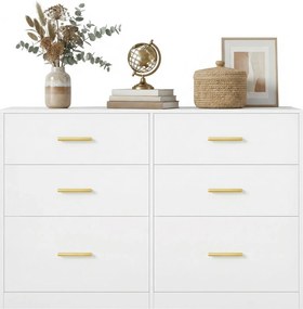 Cómoda com 6 gavetas 40 x 119 x 78 cm, armário de arrumação Branco