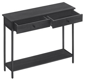 Mesa consola com 2 gavetas 30 x 100 x 80 cm Preto e cinzento antracite