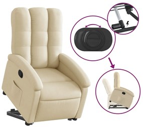 Poltrona reclinável elevatória tecido cor creme