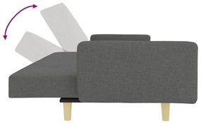 Sofá-cama de 2 lugares c/ apoio de pés tecido cinzento-escuro