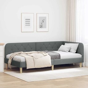 vidaXL Estrutura de Cama de Canto Cinza Escuro 90 x 190 cm tecido