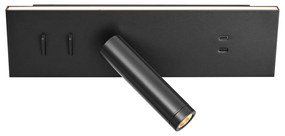 Candeeiro de parede preto ajustável com USB-C incl. LED - Modric Moderno