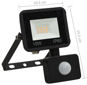 Projetor c/ iluminação LED e sensor 10 W branco quente