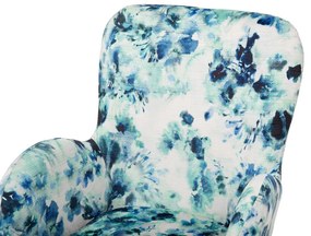 Poltrona em tecido azul e branco em padrão florido BJARN Beliani