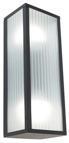 LED Candeeiro de Parede Inteligente Preto para Exterior com Vidro Canelado Incl. 2 Wifi A60 - Charlois Moderno