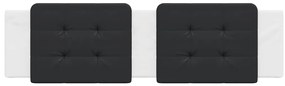 Almofadão de cabeceira 180 cm couro artificial preto e branco