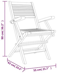 Cadeiras de jardim dobráveis 4 pcs 55x62x90 cm teca maciça