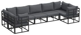 Conjunto de Sofá de Jardim 7 pcs Preto Alumínio