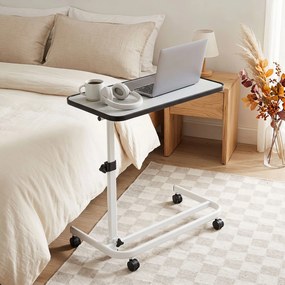 Mesa Auxiliar em Forma de C para Sofá e Cama, 80,5 x 40,5 x 73-94 cm, Altura Ajustável em 9 Níveis, Branco