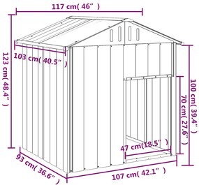 Casota para cães com telhado aço galvanizado cinzento-claro