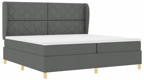 Cama Box Spring vidaXL com Colchão Cinza Escuro 200x200 cm Tecido