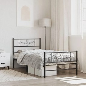 vidaXL Estrutura de cama com cabeceira e pés 80x200 cm metal preto