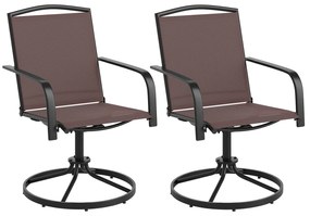 Cadeiras de balanço com encosto alto e base redonda de metal, conjunto de 2 cadeiras giratórias para pátio, pretas