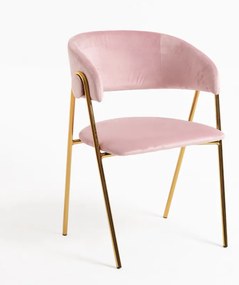 Cadeira Mihu Gold Veludo - Rosa