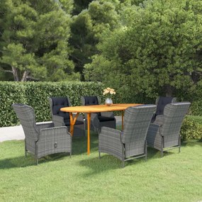 vidaXL 7 pcs conjunto de jantar para jardim cinzento-claro