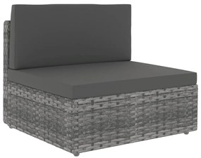 9 pcs conjunto lounge de jardim c/ almofadões vime PE cinzento