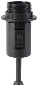 Candeeiro de mesa preto com cúpula em veludo castanho-acinzentado com dourado 25 cm - Parte Country / Rústico